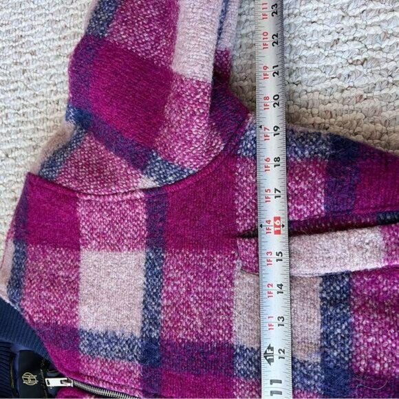 House of Harlow Women's Plaid Wool Blend Cropped Bomber Jacket NWT - Picture 7 of 9